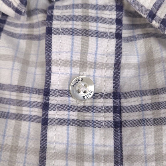Ecko Unltd Shirt Mens XL White Plaid Button Down‎ Classic Material Short Sleeve - Picture 6 of 13